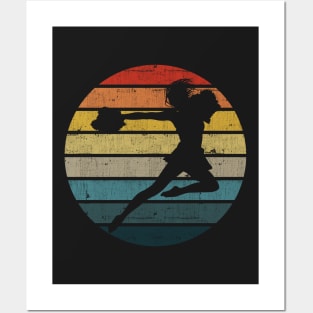 Cheerleader Silhouette On A Distressed Retro Sunset product Posters and Art